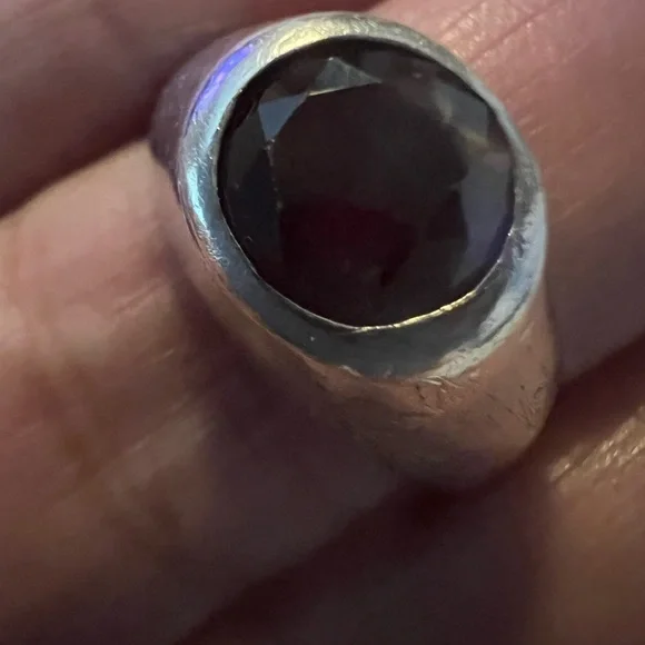 Vintage Signed S Sterling Lab Created Ruby Mens Unisex Ring display picture 1